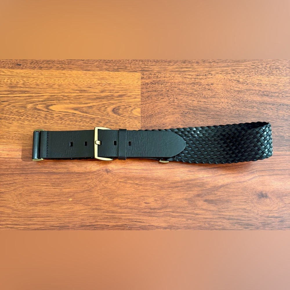 NWT | LOFT | Woven Belt with Gold Buckle | Black | Size M